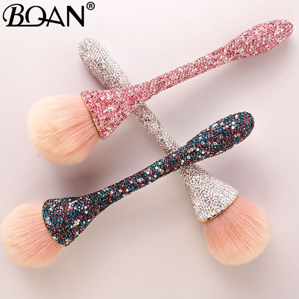 Nail Brushes Bling Soft Dust Remover Brush With Diamond Handle Professional Art Cleaning Manicure Tool Accessories 230505