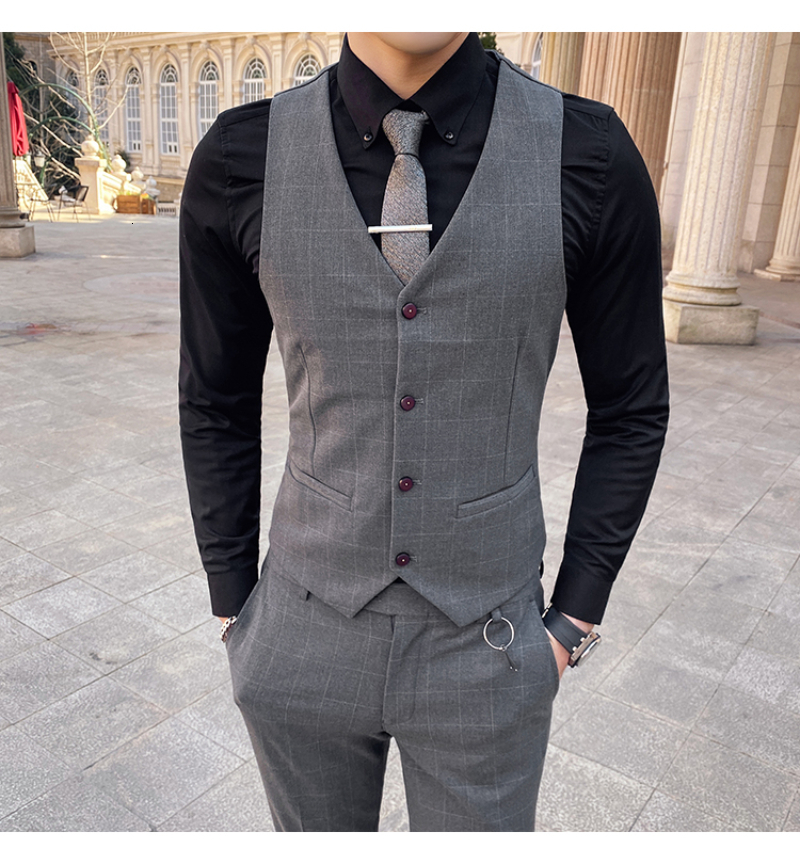 Men's Suits Blazers High Quality S-7XL Blazer Vest Trousers Men British Style Elegant Simple Business Performance Casual Wedding Suit 3 Pieces 23