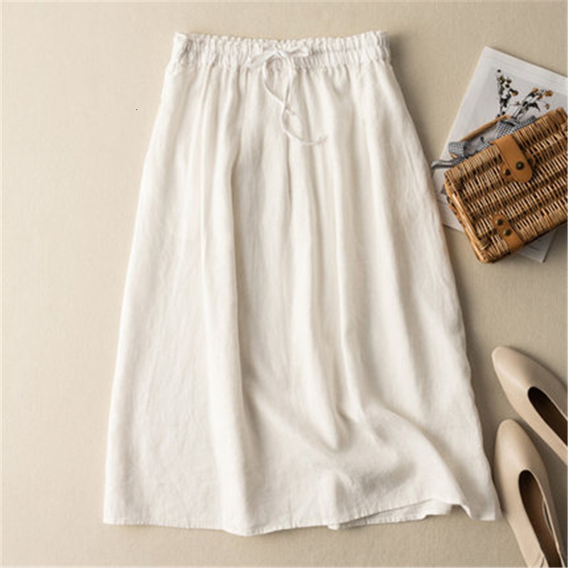 Skirts Limiguyue Midi Cotton Linen Skirt Women Loose Lace-up Summer Straight Skirts Literary High Waist Retro Casual Skirts Simple J422 230506