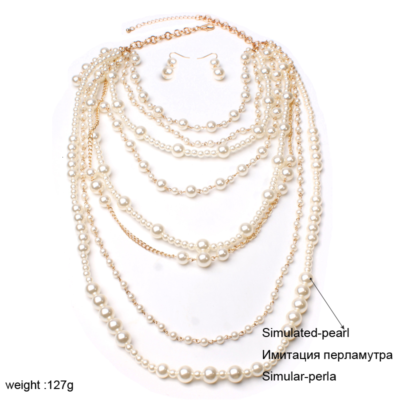 Pendant Necklaces MOON GIRL Multilayer Simulated Pearls Chain Long Trendy Statement Choker for women Fashion Jewelry 230506