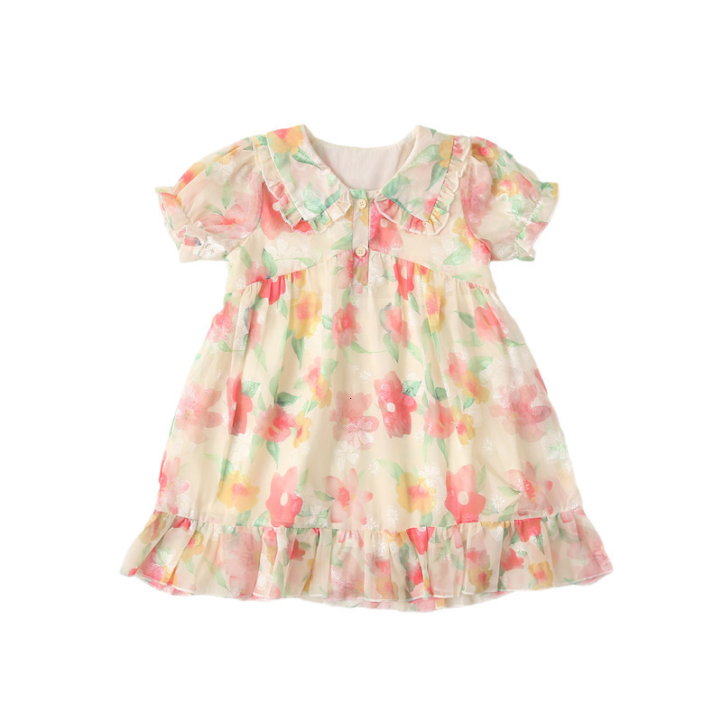 Family Matching Outfits Mom And Daughter Dresses Parent-Child Matching Floral Pattern Dress Korean Summer Women And Baby Girls Clothing Dress Robe 230