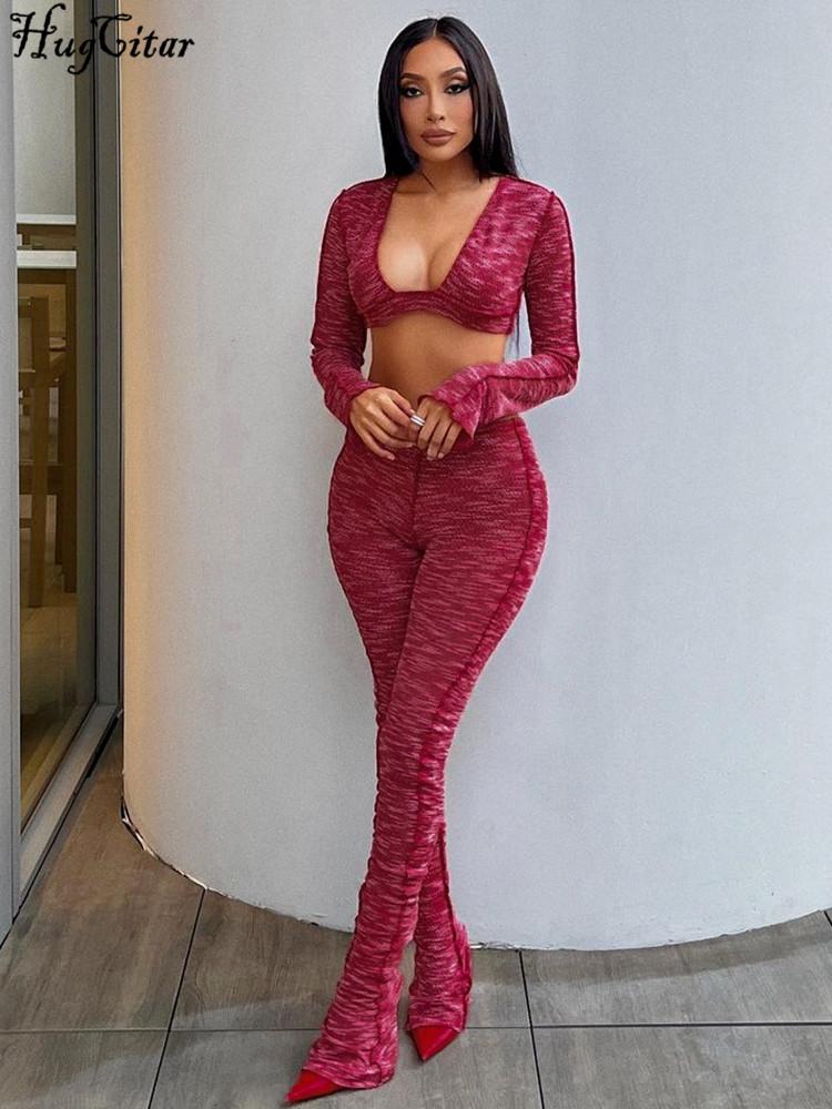 Pants Hugcitar Long Sleeves Square Collar Crop Tshirt High Waist Slim Flare Pants 2 Pcs Sets 2022 Fall Women Outfit Streetwear Party, Red
Pants Hugcitar Long Sleeves Square Collar Crop Tshirt High Waist Slim Flare Pants 2 Pcs Sets 2022 Fall Women Outfit Streetwear Party, Red