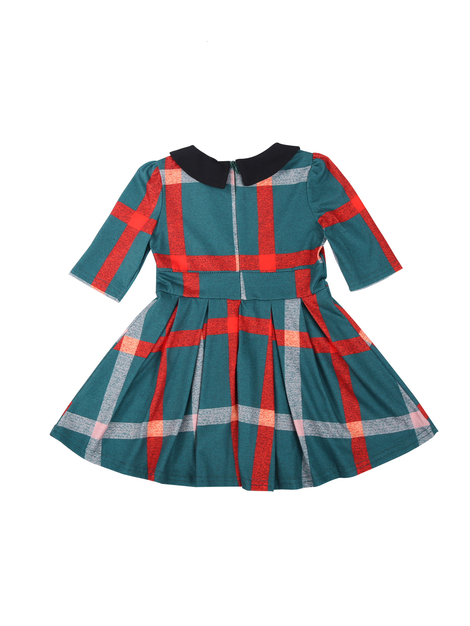 Family Matching Outfits Family Matching Dress Plaid Round Neck Elbow Sleeve One-Piece for Women and Daughter Parent-Child Outfit Green 230506