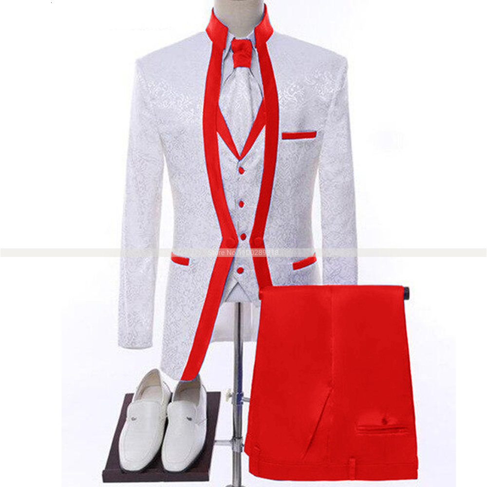 Men's Suits Blazers White Royal Blue Men Suit For Wedding Groom Tuxedos Shawl Collar Formal Jacket Male Blazer Pants Vest Three Piece Costume Hom
