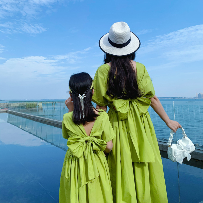 Family Matching Outfits Mother Daughter Matching Clothes Dress Mom and Baby Girl Clothing Beach Wear Women Summer Dresses Parent-child Outfit 230506