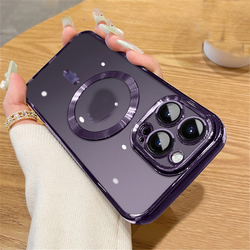 Luxury Plating Magnetic Cases For Magsafe Wireless Charger Soft TPU Shockproof With Camera Lens Film Protector for iPhone 16E 16 15 14 13 12 11 Pro Ma