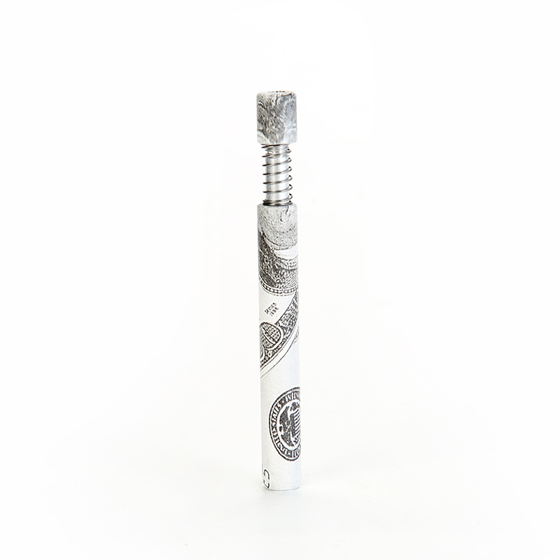 Wooden Grain Metal Pipe Press Spring Straight Pipe Household Smoking Accessories