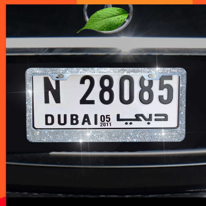 Luxurious Diamond Bling Car Plate Frame License Plate Frame for Women Car Bling Accessories for Girl Woman Wholesale