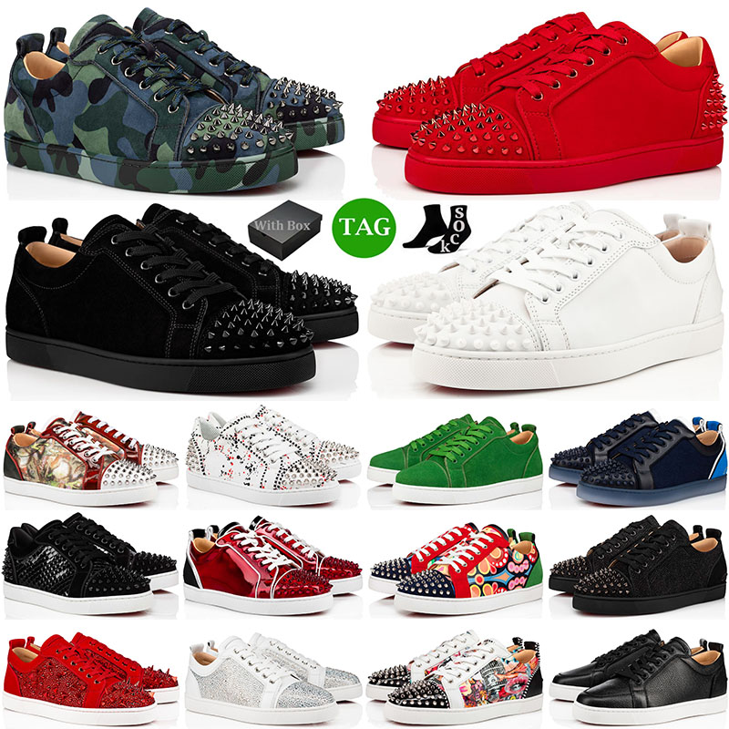 Designer low red bottoms Dress shoes men woman Black White Camo Green Glitter Grey Rivets leather suede spikes Career Wedding loafers shoe christians sneakers, 44
Designer low red bottoms Dress shoes men woman Black White Camo Green Glitter Grey Rivets leather suede spikes Career Wedding loafers shoe christians sneakers, 44