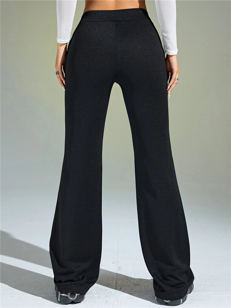 Women's Pants s Goth High Street Style Y2K Star Print Flare Leg Pant Spring Autumn Black Geometric Low Wlastic Waist Trousers Streetwear 230506