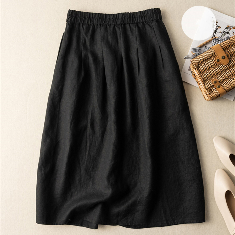 Skirts Limiguyue Midi Cotton Linen Skirt Women Loose Lace-up Summer Straight Skirts Literary High Waist Retro Casual Skirts Simple J422 230506