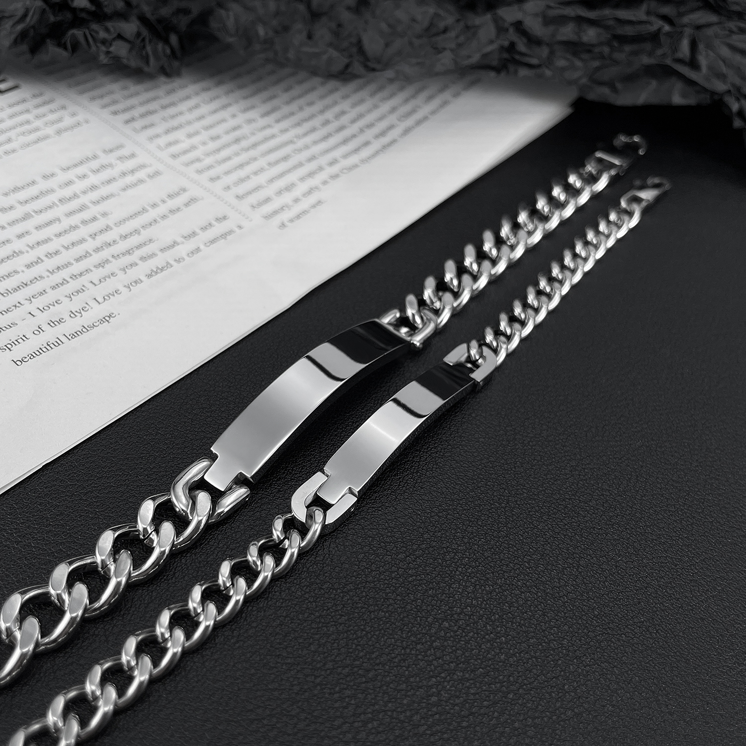 Fashion Simple Cuban Chain ID Bracelet Stainless Steel Smooth Link Bracelets For Women Mens Couple Silver Polished n1369