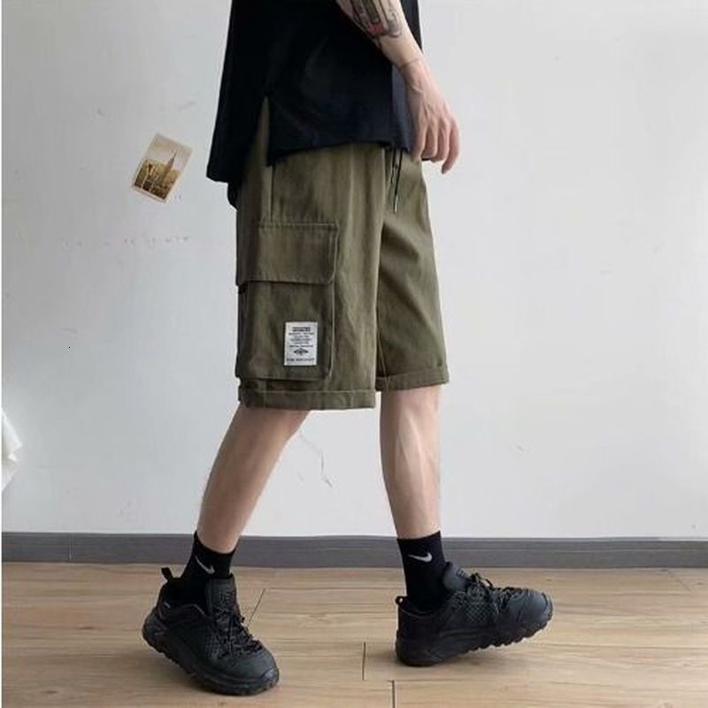 Men's Shorts Summer Techwear Shorts Men's Hong Kong Style Students Handsome Straight Fifth Pants Korean Trend Loose Baggy Casual Trouser 230