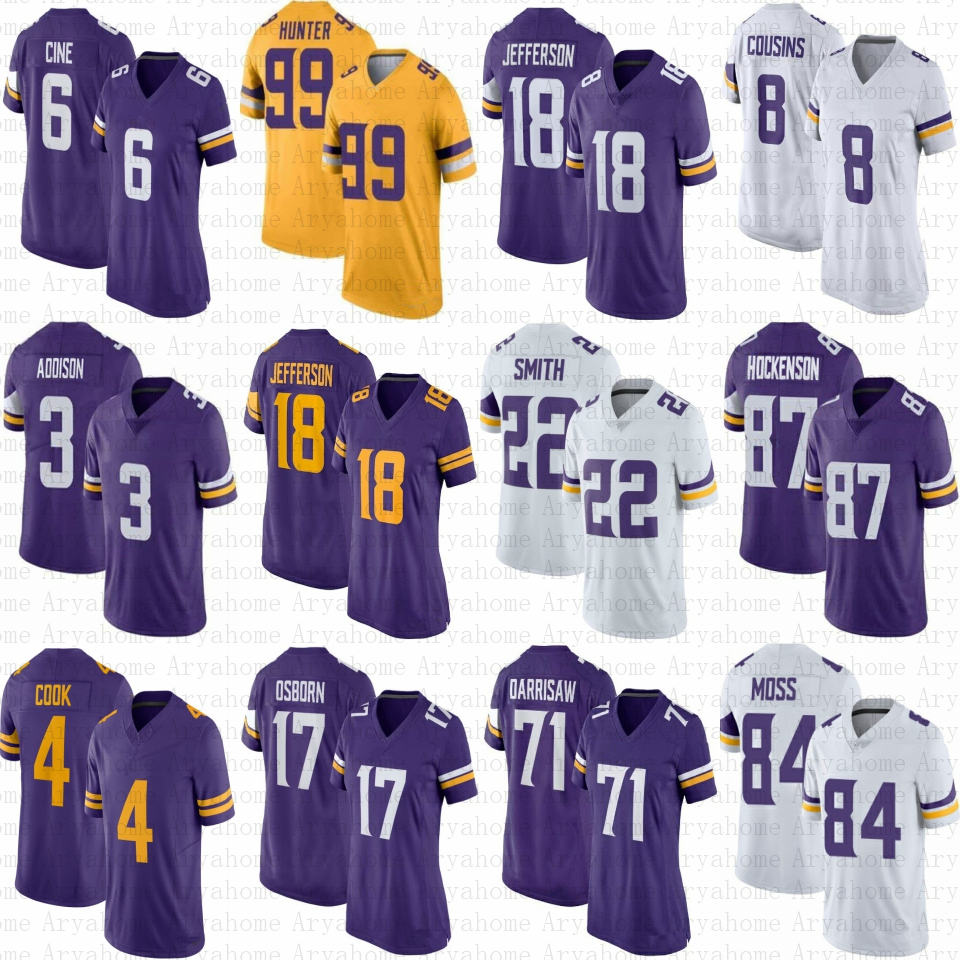 18 Justin Jefferson Custom Football Jersey T.J. Hockenson Dalvin Cook Lewis Cine Randy Moss Adrian Peterson Kirk Cousins Addison Vikings Harrison Smith K.J. Osborn, Mens
18 Justin Jefferson Custom Football Jersey T.J. Hockenson Dalvin Cook Lewis Cine Randy Moss Adrian Peterson Kirk Cousins Addison Vikings Harrison Smith K.J. Osborn, Mens