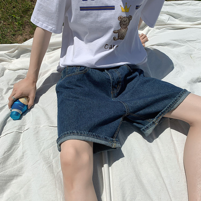 Men's Shorts Summer Blue Denim Shorts Men Fashion Casual Straight Denim Shorts Men Streetwear Loose Hip Hop Retro Jeans Shorts M-2XL 230506