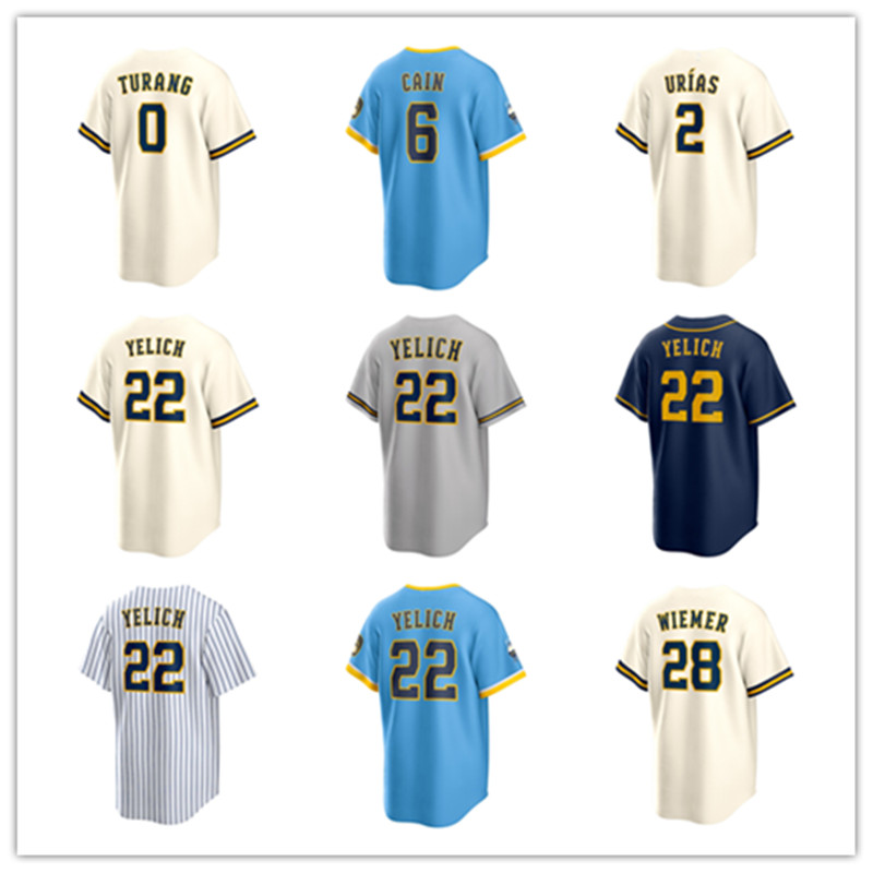 Milwaukee Custom Brewers Jersey 22 Christian Yelich 0 Brice Turang 28 Joey Wiemer 2 Luis Urias 6 Lorenzo Cain 39 Corbin Burnes 27 Willy Adames Baseball Jerseys, Color
Milwaukee Custom Brewers Jersey 22 Christian Yelich 0 Brice Turang 28 Joey Wiemer 2 Luis Urias 6 Lorenzo Cain 39 Corbin Burnes 27 Willy Adames Baseball Jerseys, Color