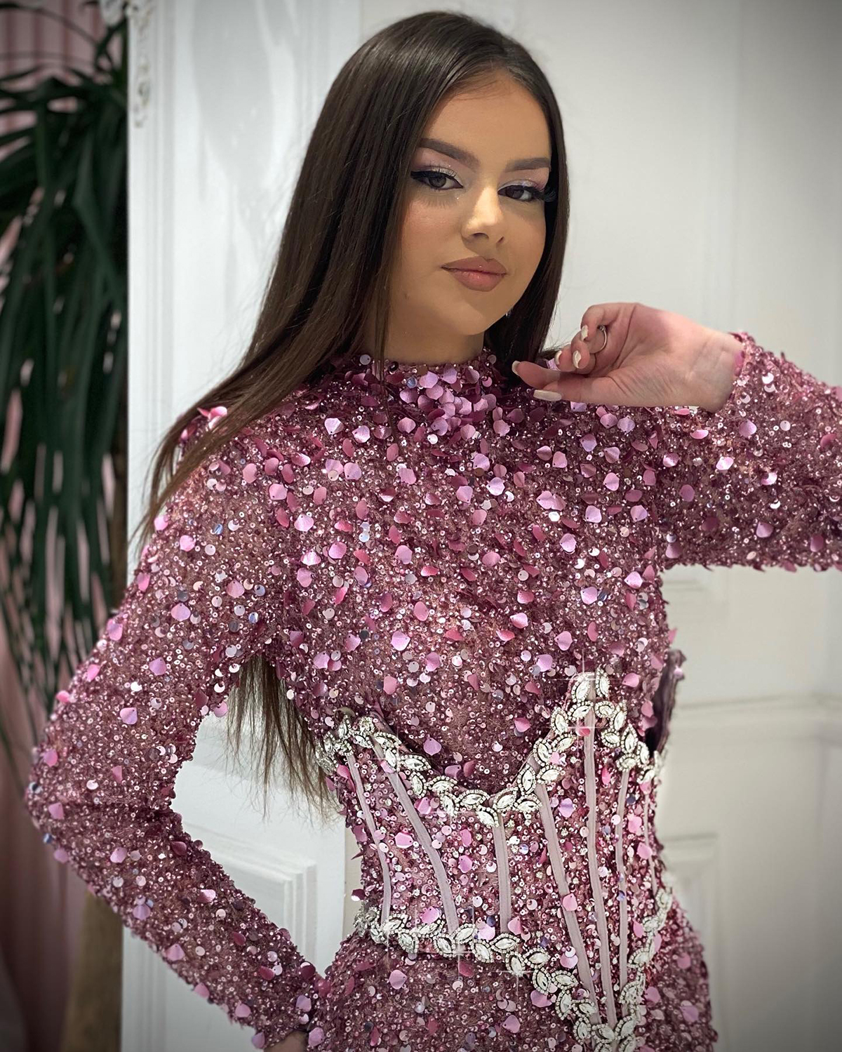Gorgeous Mermaid Prom Dresses Jewel Long Sleeves Shining Sequins Beads Zipper Court Gown Custom Made Plus Size Party Dress Vestido De Noite 6660306