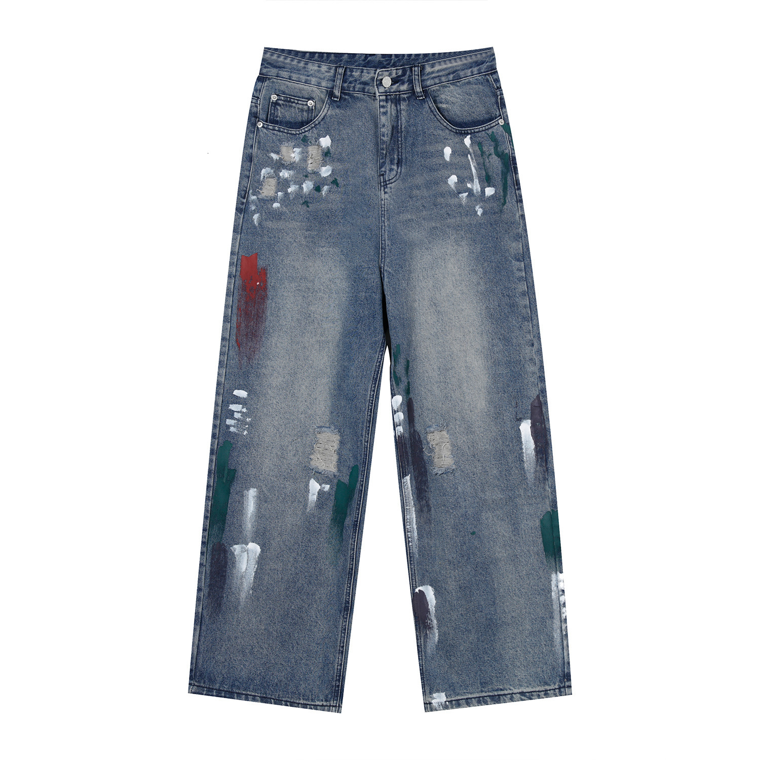 Men's Jeans HOUZHOU Oversize Distressed Jeans Pants Men Ripped Jeans for Men Y2K Blue Denim Trousers Male Punk Japanese Streetwear Hip Hop 230506