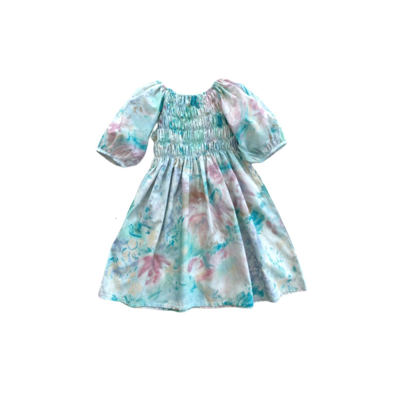 Family Matching Outfits Parent-child summer children's clothing Korean children's thin oil painting skirt girls mother and daughter dress fa