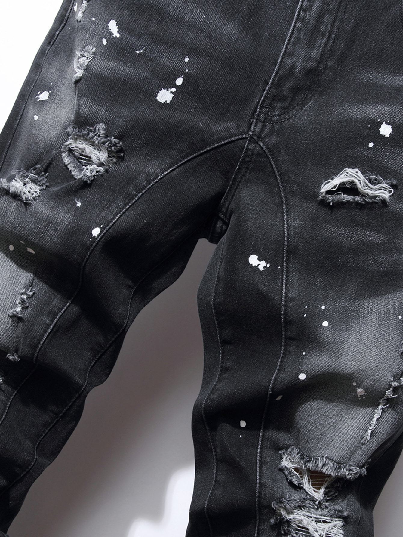 Men's Jeans Men Black Skinny Denim Spot Jeans Male Ripped Stretch Fit Jeans Men Slim Trousers Fit Long Jeans Pants Streetwear Casual Jeans 230506