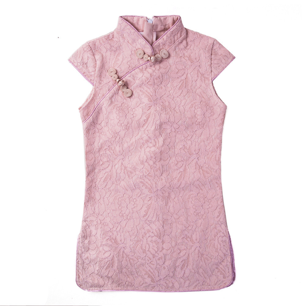 Family Matching Outfits Children's cheongsam dress summer baby Chinese style Tang suit Hanfu girls clothing parent-child mother lace cheongsam 23