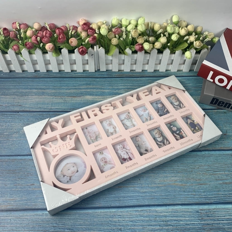 Keepsakes My First Year Baby Keepsake Frame 012 Months Pictures Po Frame Souvenirs Kids Growing Memory Gift 230504