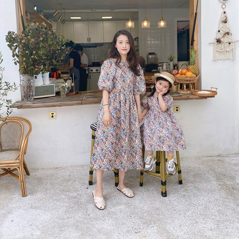 Family Matching Outfits Parent-child Wear Summer Girlfloral Skirt Mother And Women Princess Dress Family Matching Outfits Mommy And Me Clothes Dress 2