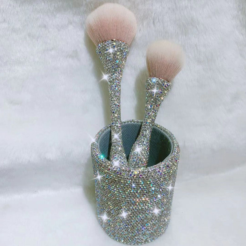 Nail Brushes Bling Soft Dust Remover Brush With Diamond Handle Professional Art Cleaning Manicure Tool Accessories 230505