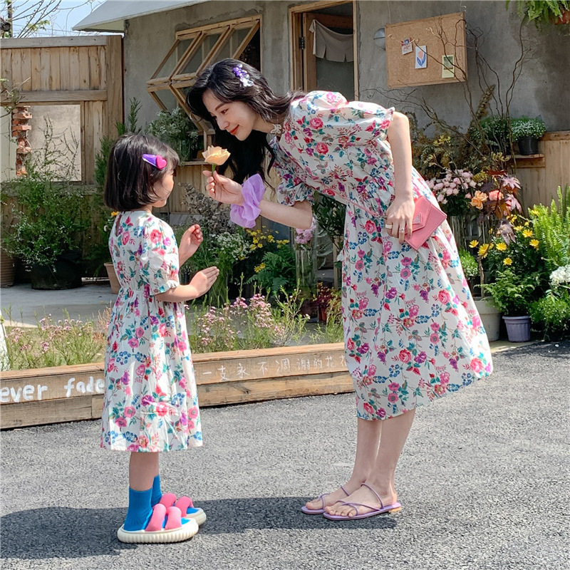 Family Matching Outfits Mom And Baby Dress For Mother And Daughter Matching Outfit Parent-Child Pair Look Girls And Women Floral Dresses Kids Clothing