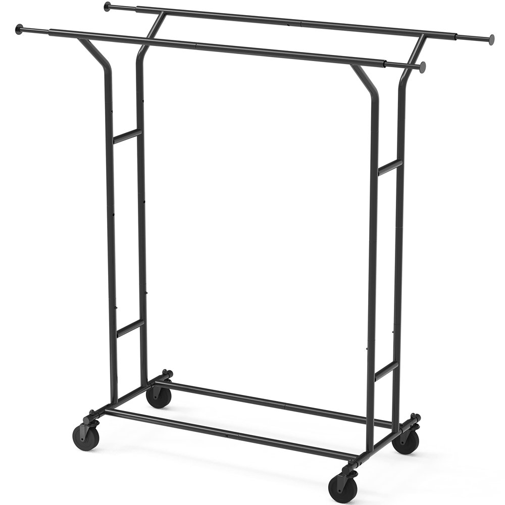 Heavy Duty Double Rail Clothing Garment Rack, Black