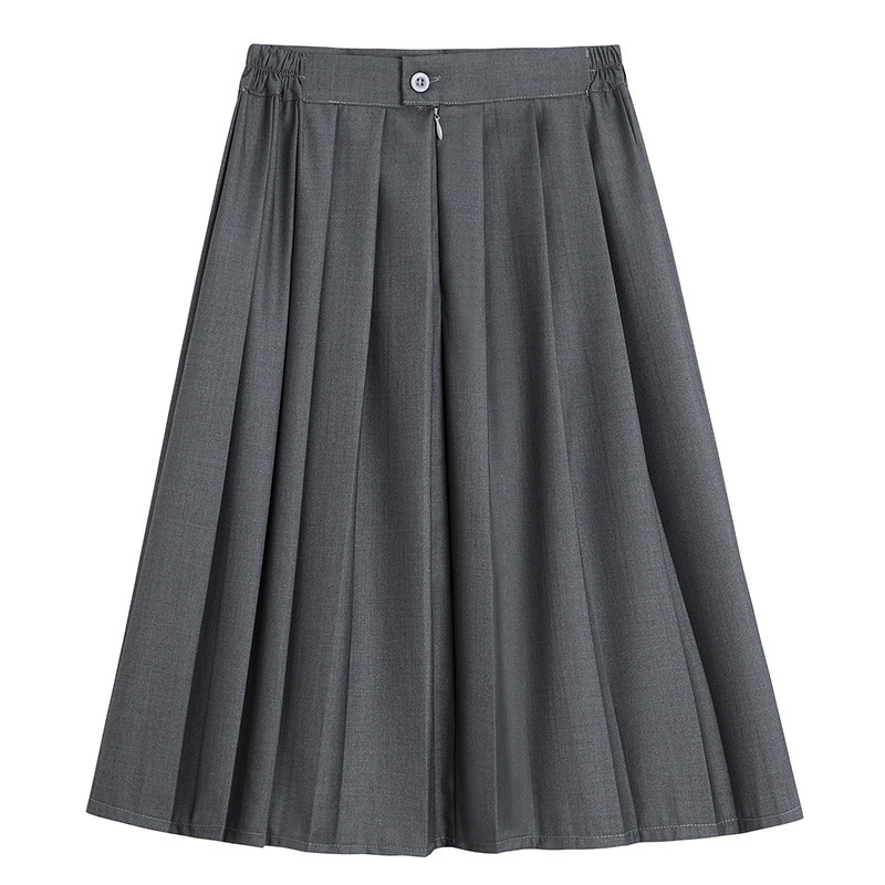 Skirts Basic Jk Ladies Skirt Summer Women's A-line Skirt Elastic Waist Dark Gray Pleated Skirt College Style Skirt Woman Skirts 230506