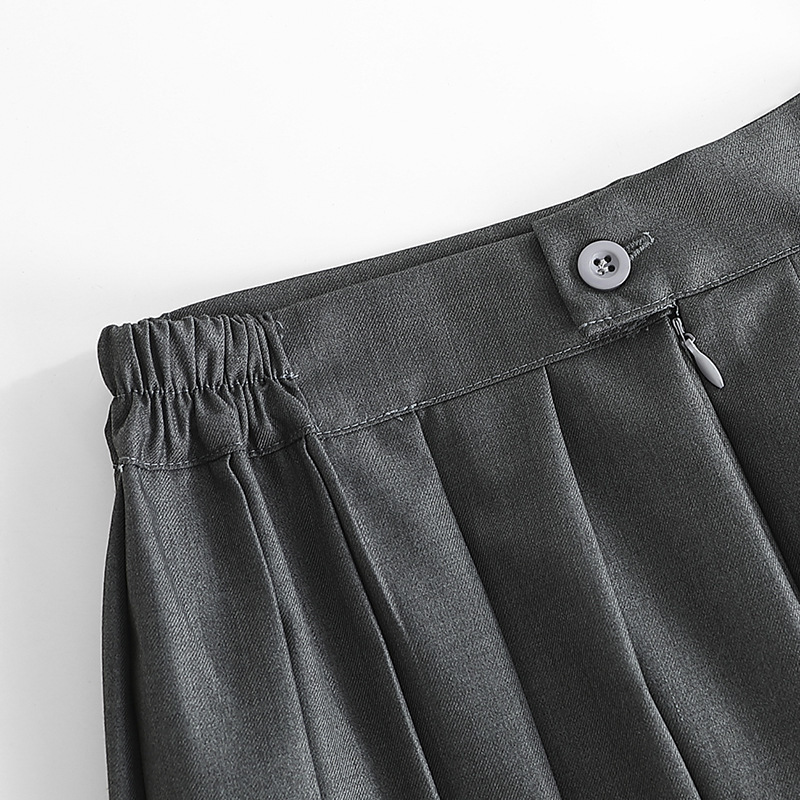Skirts Basic Jk Ladies Skirt Summer Women's A-line Skirt Elastic Waist Dark Gray Pleated Skirt College Style Skirt Woman Skirts 230506
