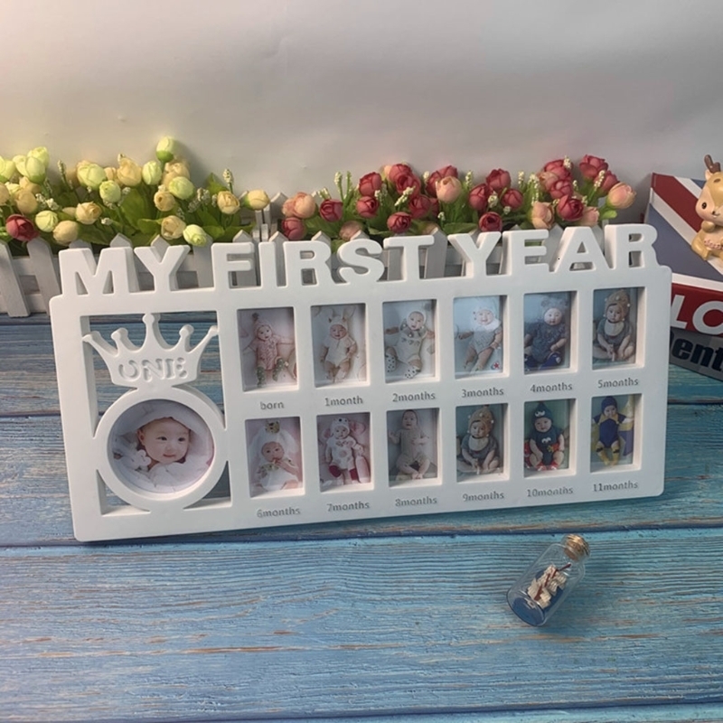 Keepsakes My First Year Baby Keepsake Frame 012 Months Pictures Po Frame Souvenirs Kids Growing Memory Gift 230504