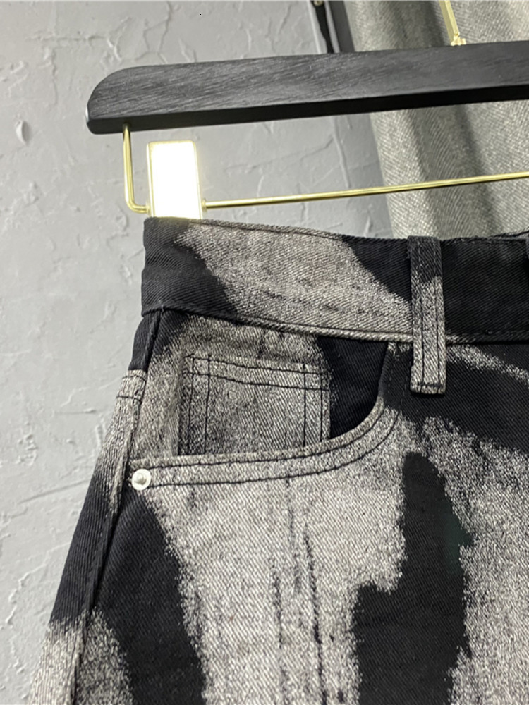 Skirts DEAT Fashion Women's Denim Skirt Hiugh Waist Tie-dyed Printed Burr Above Knee Streetwear Skirts Spring Trendy 17A2006H 230506