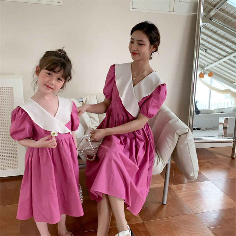 Family Matching Outfits Mother And Daughter Dress Baby Girls Clothing Summer Women's Clothing Krean Parent-Child Matching Mom And Me Equal Dresse