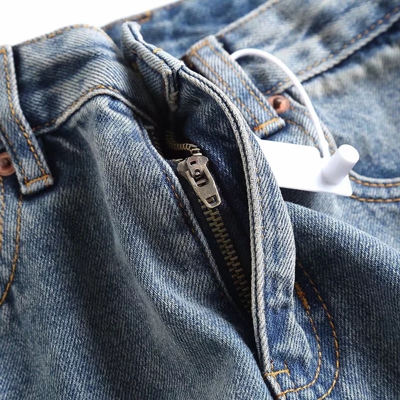 Skirts Dave Di England Style High Street Retro Washed Blue High Waist A-line Denim Skirt Women Forking Midi Skirt 230506
