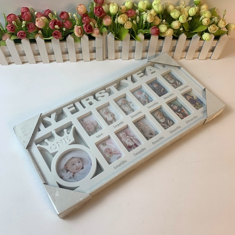 Keepsakes My First Year Baby Keepsake Frame 012 Months Pictures Po Frame Souvenirs Kids Growing Memory Gift 230504