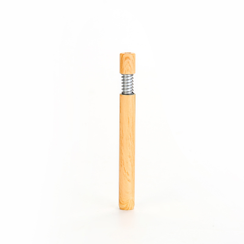 Wooden Grain Metal Pipe Press Spring Straight Pipe Household Smoking Accessories
