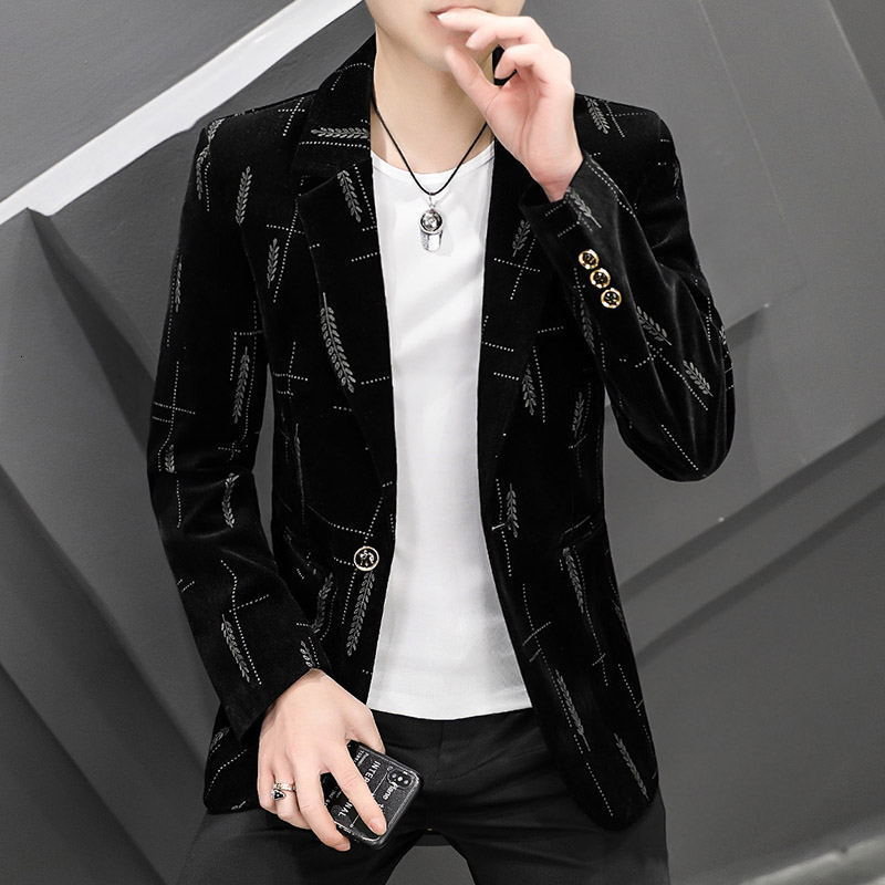 Men's Suits Blazers Autumn and Winter Men's Small Suit Jacket Corduroy Single-breasted Slim Suit Professional Youth Business Casual Jacket 2