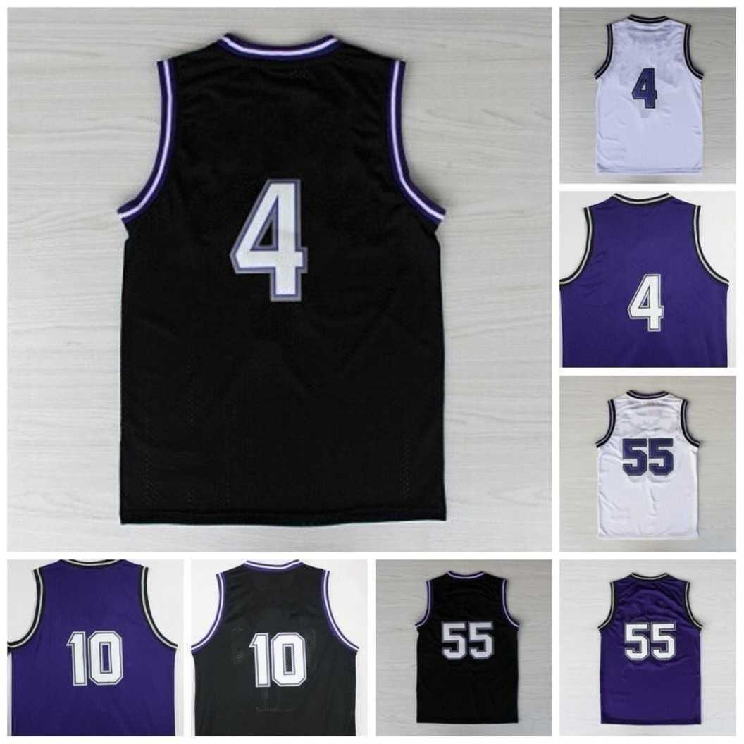 Vintage 10 Bibby Jersey Men Fashion 55 Williams Shirt 4 Webber 21 Divac Black Purple White Stitched