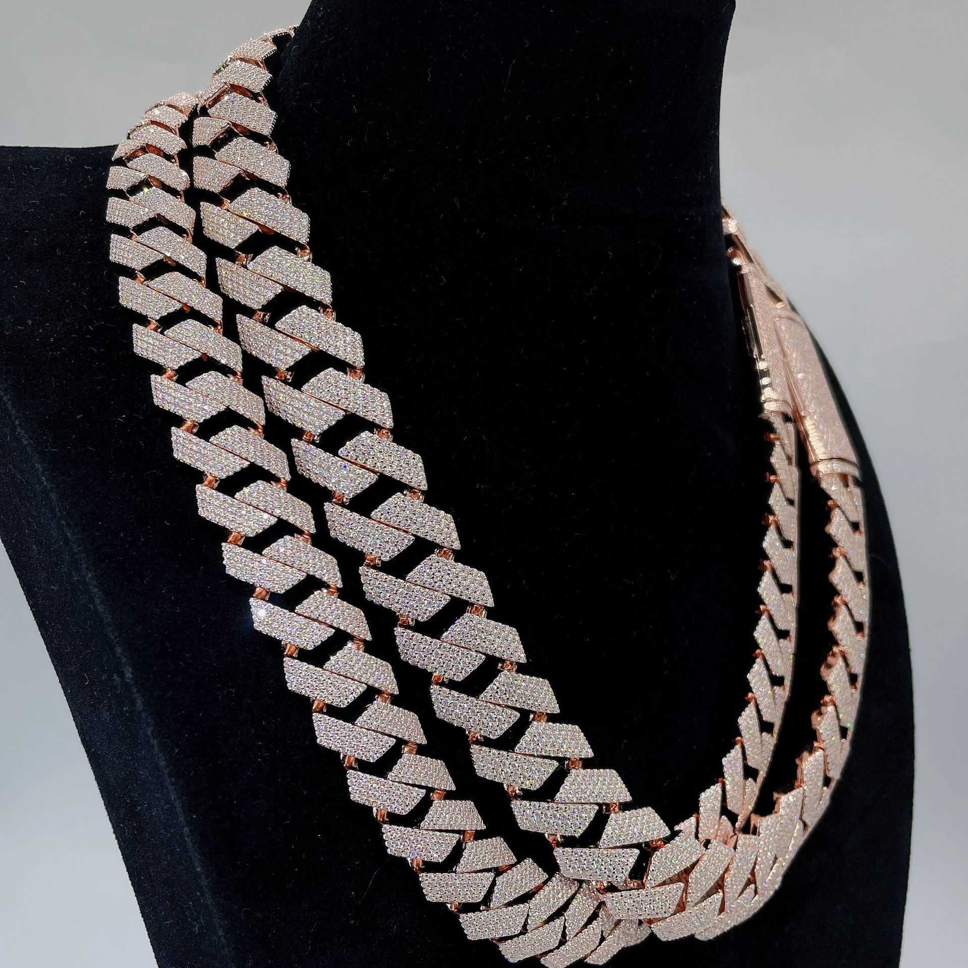Hip Hop Sterling Sier VVS Dia Jewelry Cuban Link Chains Moissanite Necklace For Men Women