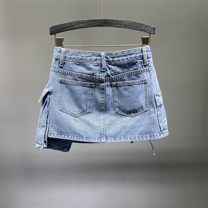 Skirts PREPOMP Irregular Pocket Cargo Denim Skirt Women Clothing Summer Sexy A-line Hip Skirts Female Bottoms Streetwear GH910 230506