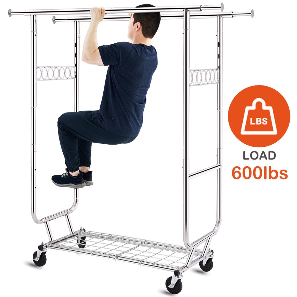 600 lbs Commercial Grade Heavy Duty Garment Rack with Shelves Collapsible Clothing Racks on Wheels Rolling Clothes Rack for Hanging Clothes
600 lbs Commercial Grade Heavy Duty Garment Rack with Shelves Collapsible Clothing Racks on Wheels Rolling Clothes Rack for Hanging Clothes