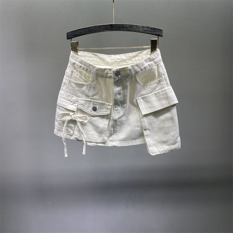 Skirts PREPOMP Irregular Pocket Cargo Denim Skirt Women Clothing Summer Sexy A-line Hip Skirts Female Bottoms Streetwear GH910 230506
