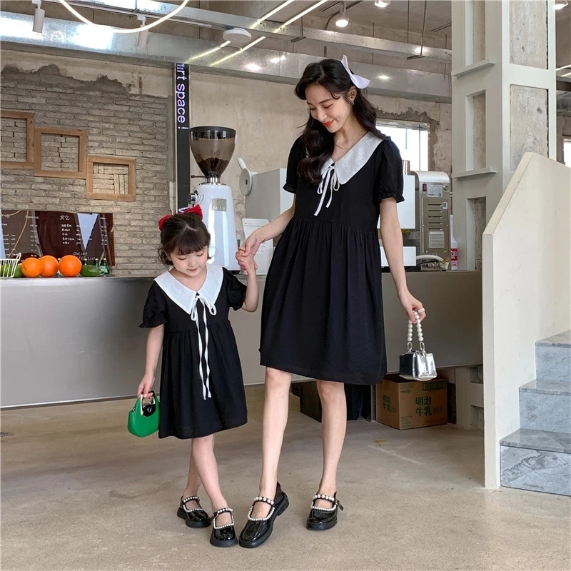 Family Matching Outfits Same Mom Daughter Dresses Parent-Child Matching Summer Dress Women Clothing Girl Clothes Korea Mommy And Me Matching Robe 2305