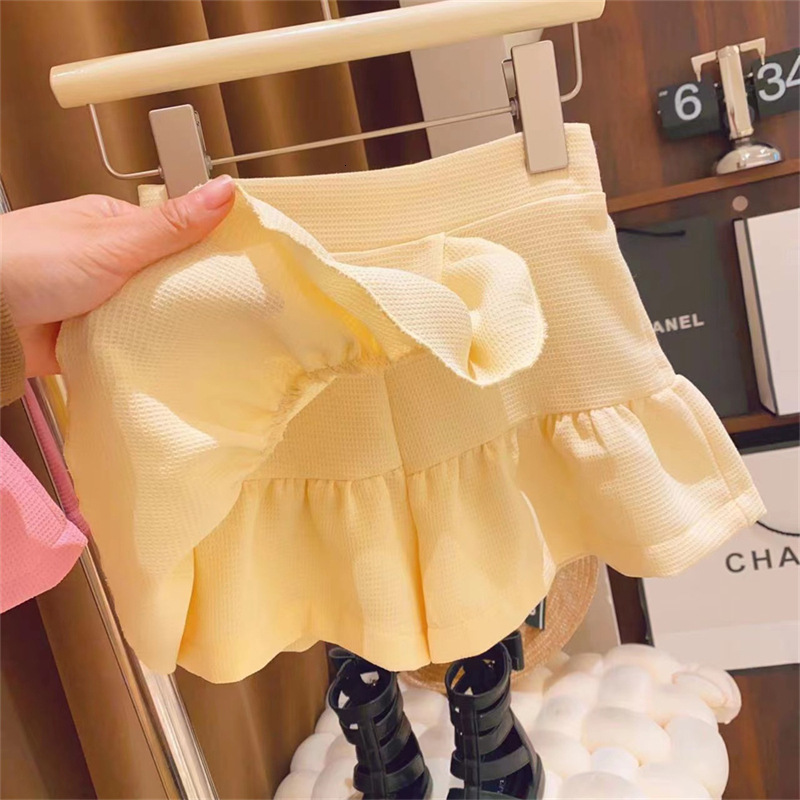 Clothing Sets Girls' clothing set Summer lapel shirtshort sleeved top Children's casual clothing set Children's girls' clothing 2P