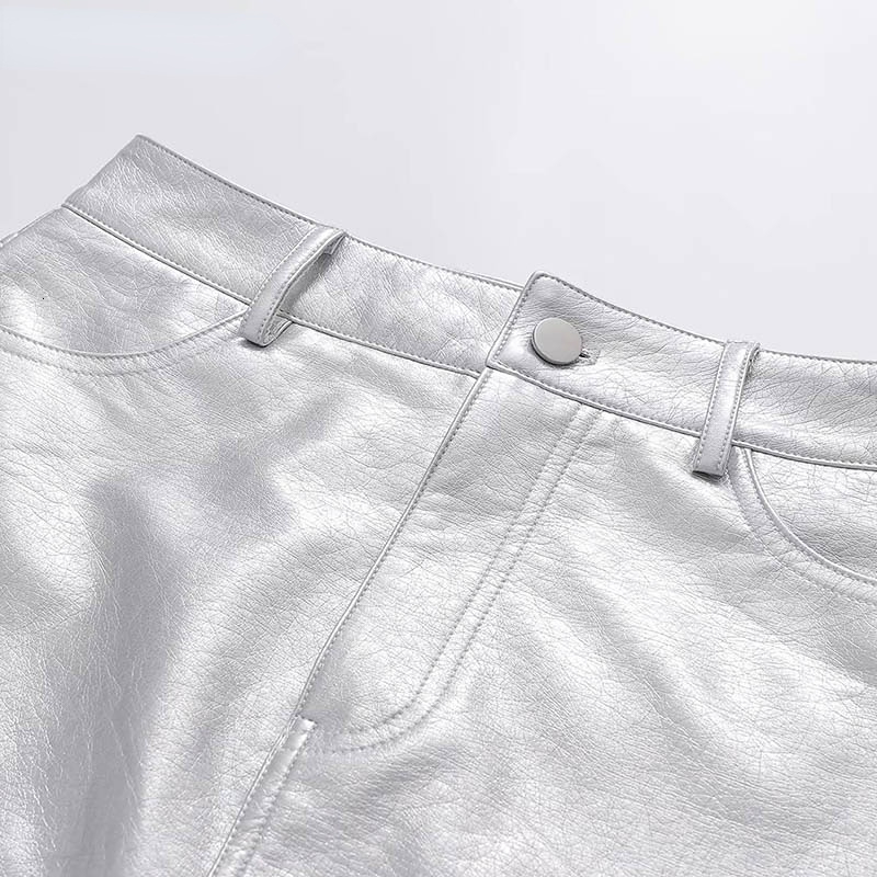 Skirts Women's Sexy Super Short Pu Leather Skirt High Street Solid Color Faux Leather Mini Skirt Lady Party Club Skirt 230506