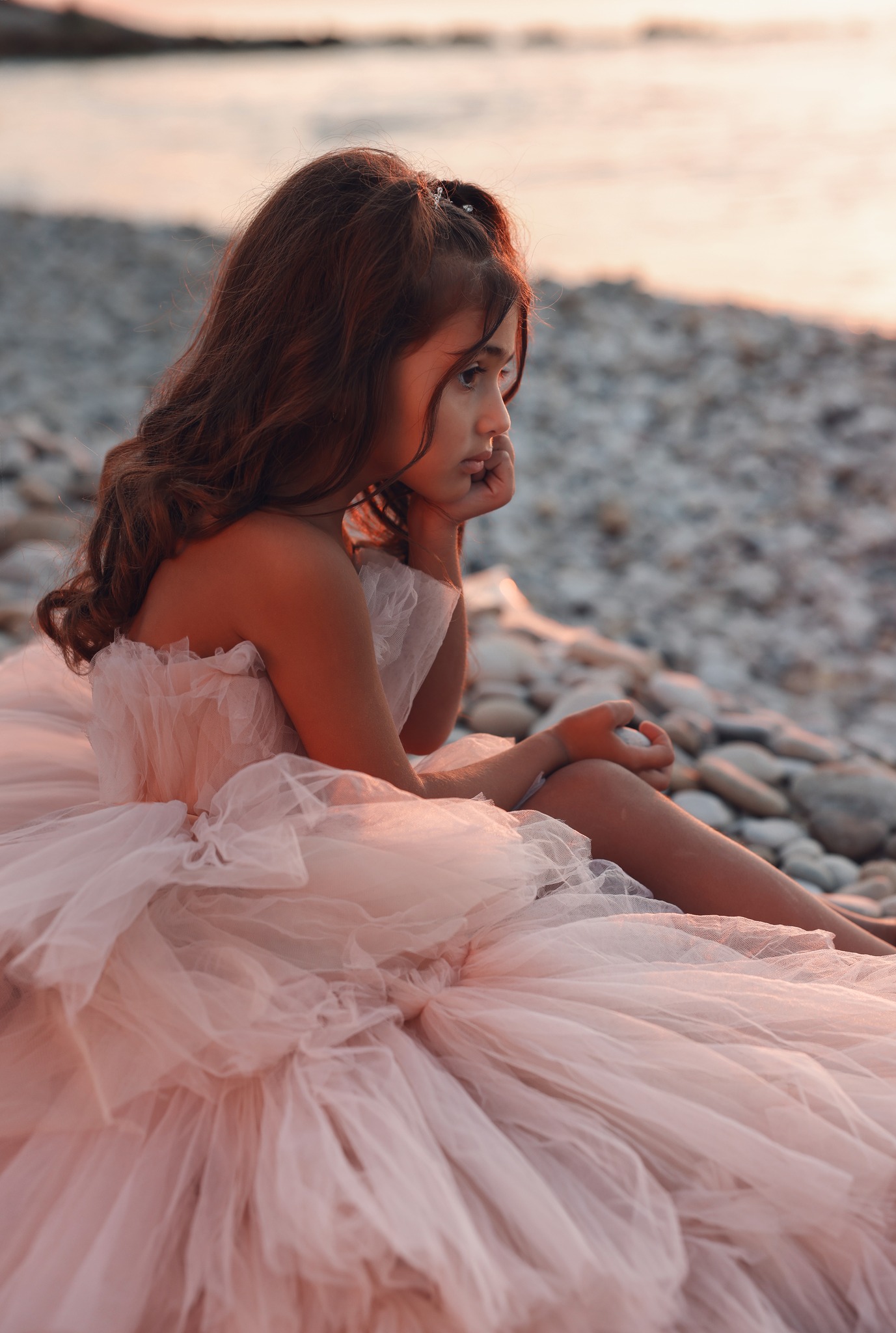 Blush Pink High Low Flower Girl Dresses For Beach Wedding Kids Strapless Party Girls Pageant Dresses Princess Birthday Photoshoot