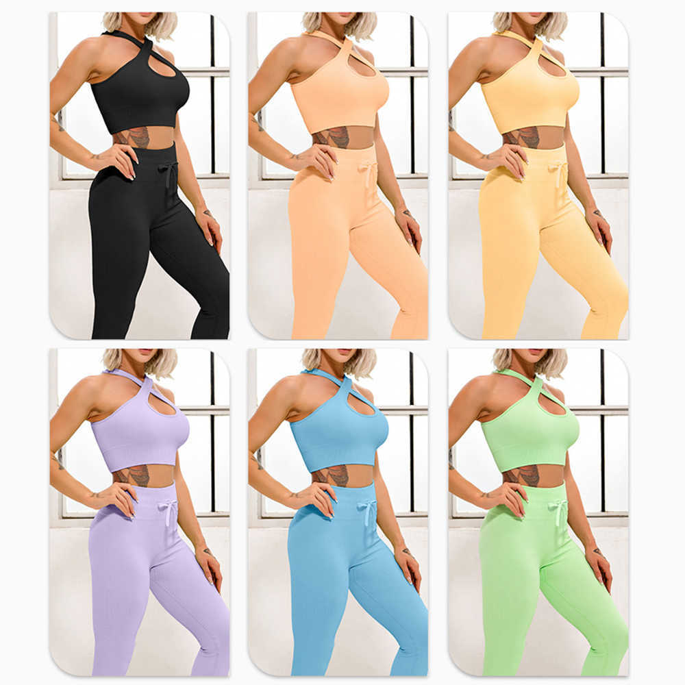 Women's Tracksuits LZYVOO Yoga Seamless Fitness Gym Leggings Women Tracksuit Skinny Stretch Push Up Pants Sets Sexy Summer Fashion Y2K Set 2Pcs P