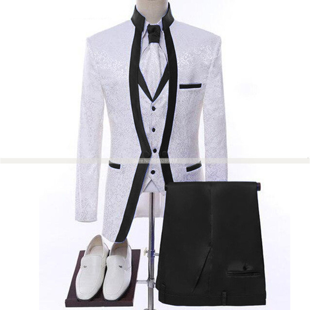 Men's Suits Blazers White Royal Blue Men Suit For Wedding Groom Tuxedos Shawl Collar Formal Jacket Male Blazer Pants Vest Three Piece Costume Hom